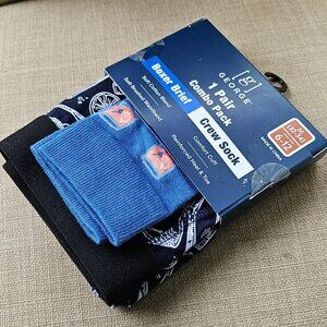 George Men Socks and Underwear Set Boxer Brief Crew Sock soft Cotton Blend Sz M